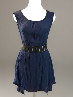 FOREIGN EXCHANGE Blue BoHo CHIC
Sheer Gauzy Shark Bite Mini Dress SM
